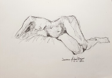 Drawing titled "Odalisque" by Laurence Machard Brujas, Original Artwork, Pencil