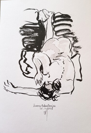 Dessin intitulée "La dormeuse" par Laurence Machard Brujas, Œuvre d'art originale, Encre