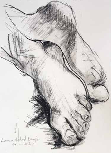 Dessin intitulée "Pieds abandonnés" par Laurence Machard Brujas, Œuvre d'art originale, Graphite