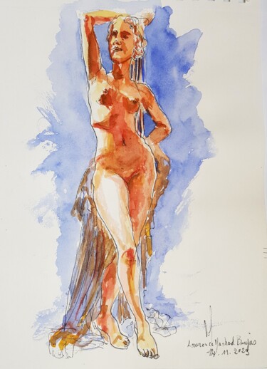 Zeichnungen mit dem Titel ""Galatée "d'après u…" von Laurence Machard Brujas, Original-Kunstwerk, Aquarell