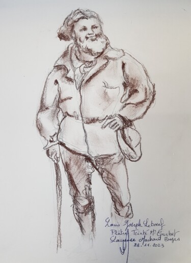 图画 标题为“Courbet d'après la…” 由Laurence Machard Brujas, 原创艺术品, 石墨