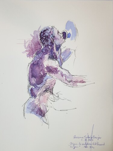 Peinture intitulée ""Le compagnon d'her…" par Laurence Machard Brujas, Œuvre d'art originale, Aquarelle