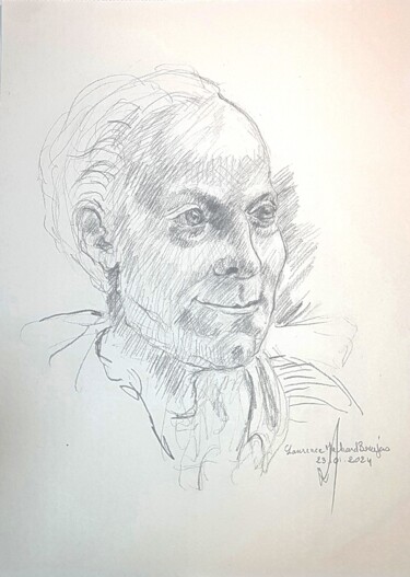 Drawing titled ""Visage de Montesqu…" by Laurence Machard Brujas, Original Artwork, Pencil