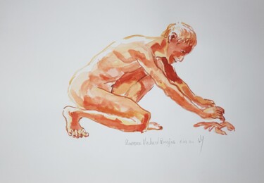 Painting titled ""Le pêcheur d'écrev…" by Laurence Machard Brujas, Original Artwork, Watercolor