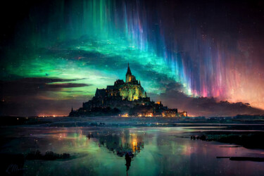 Arte digital titulada "Mont-Saint-Michel" por Laurence Masson, Obra de arte original, Pintura Digital