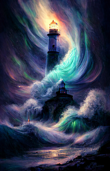 Digital Arts titled "Lighthouse" by Laurence Masson, Original Artwork, Digital Painting