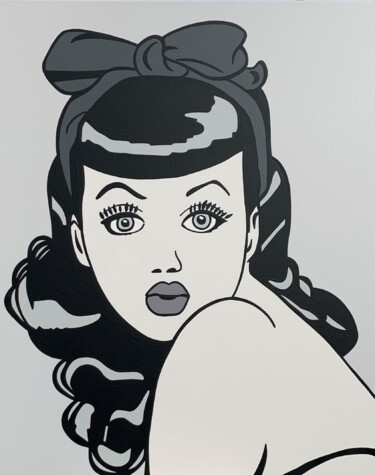 Painting titled "PINUP POP" by Laurence Masson, Original Artwork, Acrylic Mounted on Wood Stretcher frame