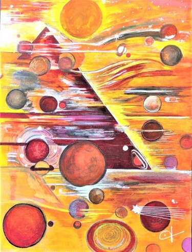 Painting titled "Désert de Lune" by Laurence Million (YJAELL), Original Artwork, Acrylic Mounted on Wood Stretcher frame