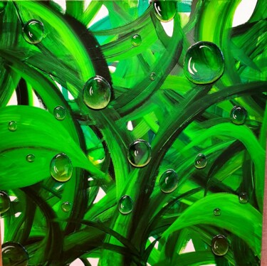 Painting titled "CHLOROPHYLLE" by Laurence Nicod, Original Artwork, Acrylic Mounted on Wood Stretcher frame