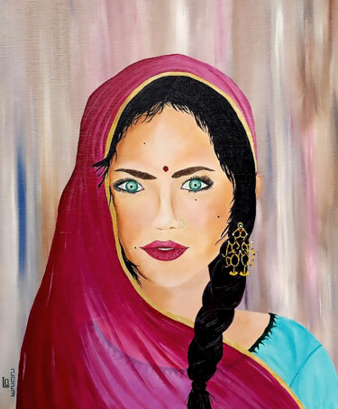 Peinture intitulée "Jaipur" par Laurence Oeillet, Œuvre d'art originale, Huile