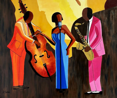 Pintura titulada "La fête de la musiq…" por Laurence Oeillet, Obra de arte original, Oleo