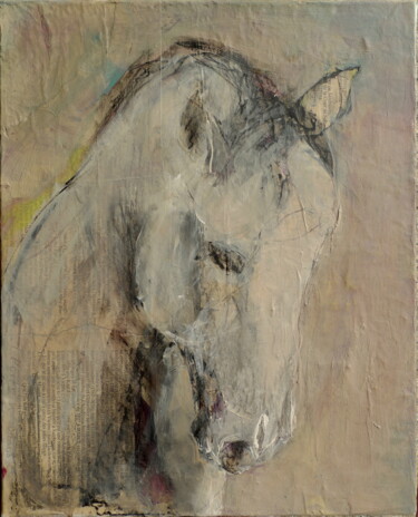 Painting titled "Portrait" by Laurence Poitrin, Original Artwork, Acrylic Mounted on Wood Stretcher frame