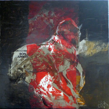 Painting titled "Cheval Rouge" by Laurence Poitrin, Original Artwork, Acrylic Mounted on Wood Stretcher frame