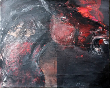 Painting titled "Furioso" by Laurence Poitrin, Original Artwork, Acrylic Mounted on Wood Stretcher frame