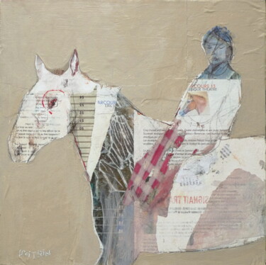 Collages titled "NOMADE" by Laurence Poitrin, Original Artwork, Collages Mounted on Wood Stretcher frame