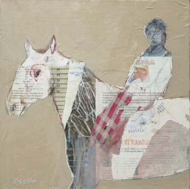 Collages intitulée "NOMADE" par Laurence Poitrin, Œuvre d'art originale, Collages Monté sur Châssis en bois