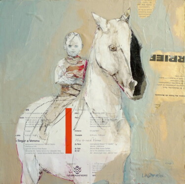 Collages titled "ENFANCE" by Laurence Poitrin, Original Artwork, Collages Mounted on Wood Stretcher frame