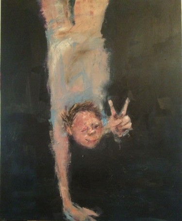Painting titled "on va gagner!" by Laurence Pustoc'H, Original Artwork, Oil Mounted on Wood Stretcher frame