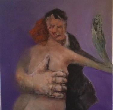 Painting titled "couple de danseurs" by Laurence Pustoc'H, Original Artwork, Oil Mounted on Wood Stretcher frame