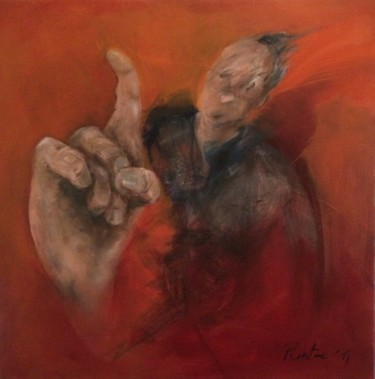 Ζωγραφική με τίτλο "écoute moi!" από Laurence Pustoc'H, Αυθεντικά έργα τέχνης, Λάδι Τοποθετήθηκε στο Ξύλινο φορείο σκελετό