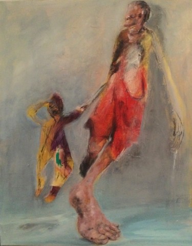 Painting titled "sauve-toi" by Laurence Pustoc'H, Original Artwork, Oil