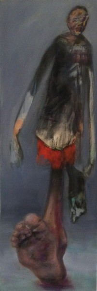 Painting titled "j'y suis" by Laurence Pustoc'H, Original Artwork, Oil