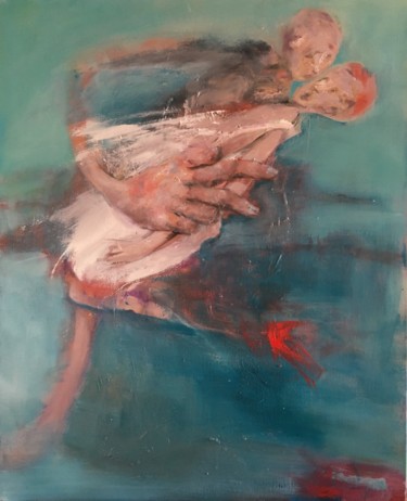 Pintura titulada "je me jette à ton c…" por Laurence Pustoc'H, Obra de arte original, Oleo Montado en Bastidor de camilla de…