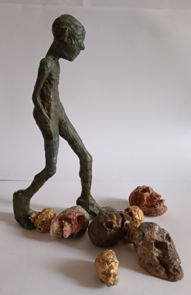 Скульптура под названием "sur la route" - Laurence Pustoc'H, Подлинное произведение искусства, Бронза