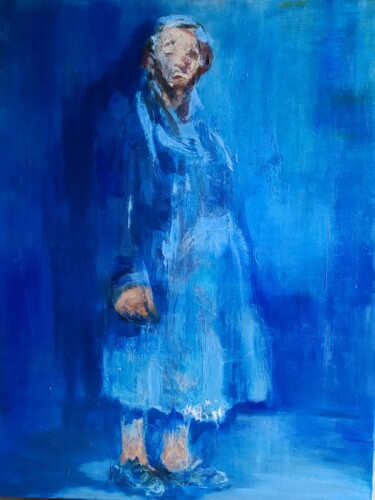Malarstwo zatytułowany „En bleu confondu” autorstwa Laurence Pustoc'H, Oryginalna praca, Olej Zamontowany na Drewniana rama…