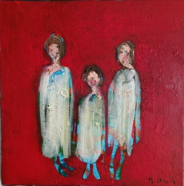 Peinture intitulée "les trois soeurs" par Laurence Pustoc'H, Œuvre d'art originale, Huile Monté sur Châssis en bois