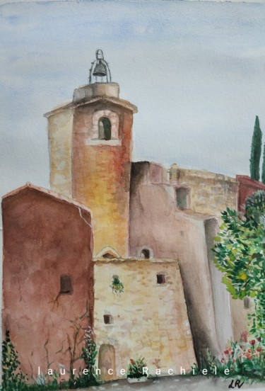 Painting titled "Roussillon" by Laurence Rachiele, Original Artwork, Watercolor
