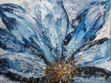 Painting titled "Fleur bleue" by Laurence Rachiele, Original Artwork, Acrylic
