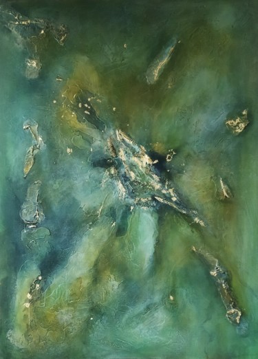 Peinture intitulée "Émeraude" par Laurence Rachiele, Œuvre d'art originale, Acrylique