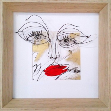Sculpture intitulée "visage-rouge-baiser…" par Laurence Sarnette, Œuvre d'art originale