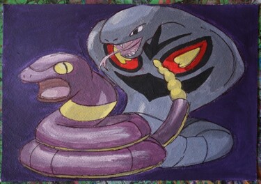 Painting titled "pokemon - Famille d…" by Laurence Servoin, Original Artwork, Acrylic