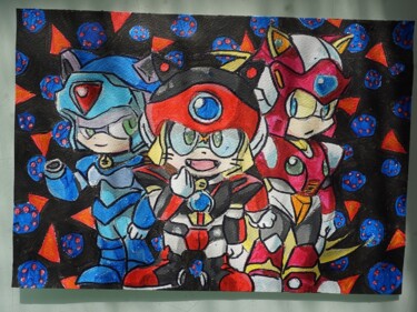Painting titled "pizza cats - sur pa…" by Laurence Servoin, Original Artwork, Acrylic