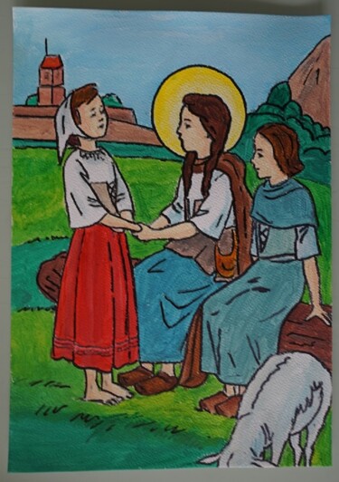 Картина под названием "sainte jeanne d'arc…" - Laurence Servoin, Подлинное произведение искусства, Акрил
