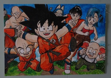 Painting titled "dragon ball - sur t…" by Laurence Servoin, Original Artwork, Acrylic
