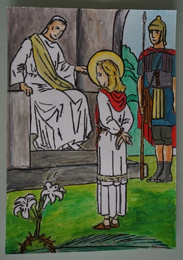 Peinture intitulée "sainte agnes - sur…" par Laurence Servoin, Œuvre d'art originale, Acrylique