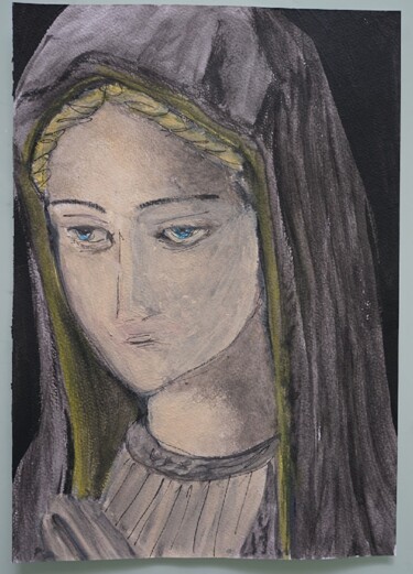 Картина под названием "la sainte vierge- s…" - Laurence Servoin, Подлинное произведение искусства, Акрил