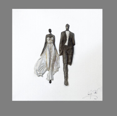 Sculpture titled "couple/mannequin-Cr…" by Laurence Tellier, Original Artwork, Ceramics