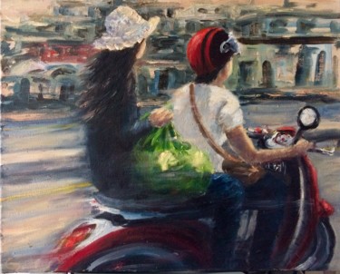 Painting titled "Local transportatio…" by Laurence Blanchard, Original Artwork, Oil