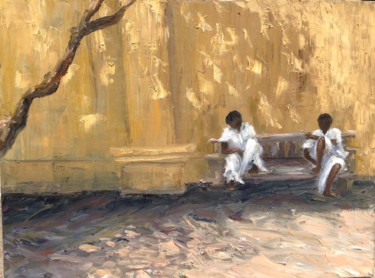 Peinture intitulée "Meditation - Pondic…" par Laurence Blanchard, Œuvre d'art originale, Huile