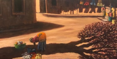 Painting titled "Day of Laundry - Il…" by Laurence Blanchard, Original Artwork, Oil