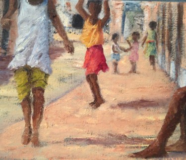 Malerei mit dem Titel "Street games - Ilha…" von Laurence Blanchard, Original-Kunstwerk, Öl