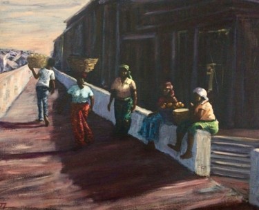 Painting titled "Sweet afternoon lan…" by Laurence Blanchard, Original Artwork, Oil Mounted on Wood Stretcher frame