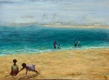 Pittura intitolato "Storm coming - Ilha…" da Laurence Blanchard, Opera d'arte originale, Olio