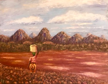 Painting titled "The quest for water…" by Laurence Blanchard, Original Artwork, Oil