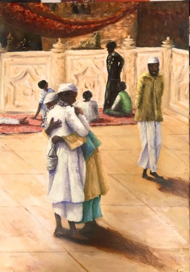 Schilderij getiteld "Friendship - India" door Laurence Blanchard, Origineel Kunstwerk, Olie