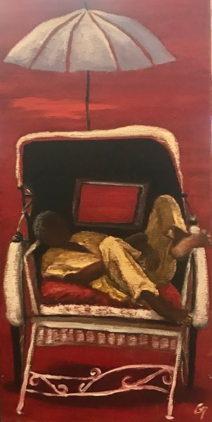 Картина под названием "Resting - Penang -…" - Laurence Blanchard, Подлинное произведение искусства, Масло